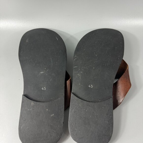 IL BISONTE Brown Leather Thong Sandals, Men Size 45 main image 5